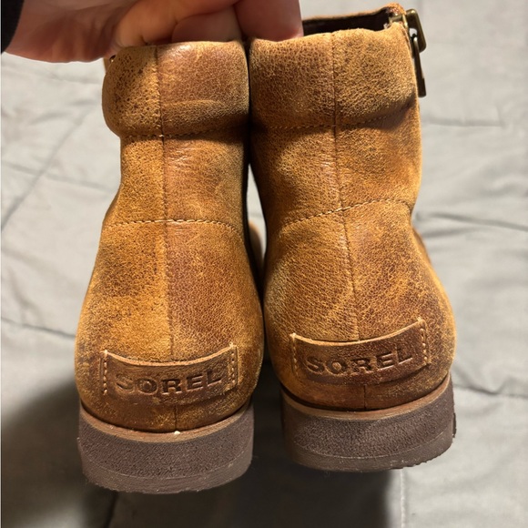 SOREL Tan Leather Harlow Zip Up Boots Womens Size 10 - Picture 3 of 13